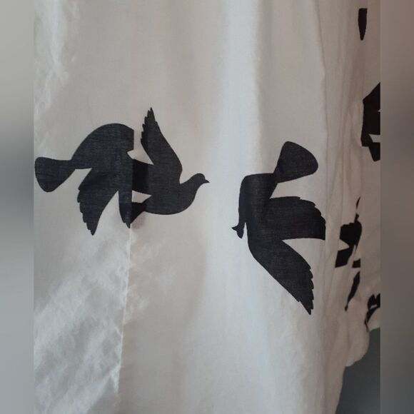 100% Cotton White and Black Dove Dress - Picture 12 of 15